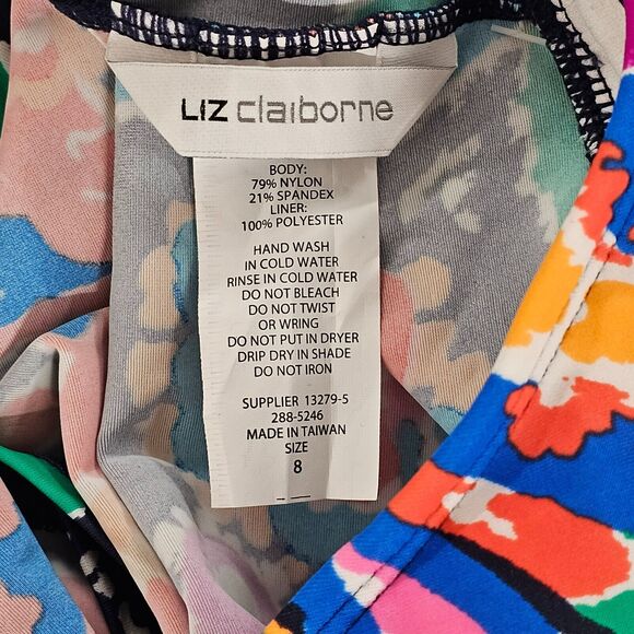 Liz Claiborne Paisley Tankini Top Womens Size 8 Halter Style Swim NWT Preppy - Picture 4 of 6